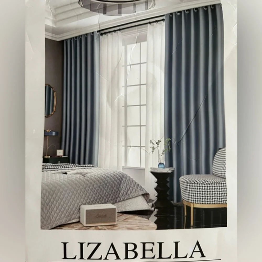 100% Blackout Curtains Thermal Insulation Lizabella Llight Grey 52in*84in